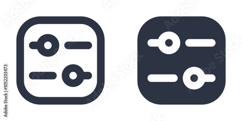 Horizontal Sliders or Control Panel simple icons set designed in filled, outline, line and stroke style