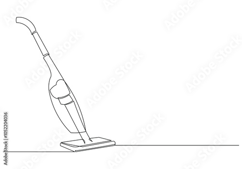 Continuous single line sketch drawing of vacuum cleaner electric household appliance one line editable stroke vector illustration