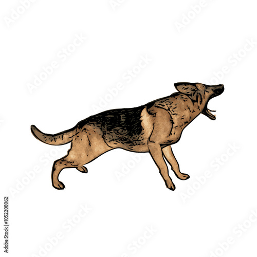 German Shepard dog animal vector ilustration isolated design on white background 
