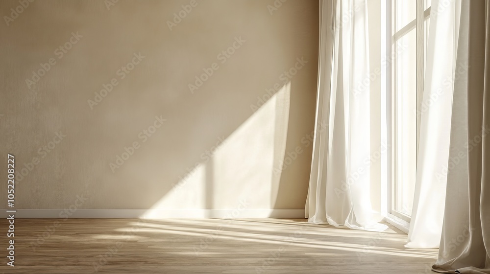A serene empty room with minimalist design, featuring streaming sunlight through a window onto a wooden floor, highlighting tranquility. A serene empty room with minimalist design, featuring streaming sunlight through a window onto a wooden floor, highlighting tranquility.