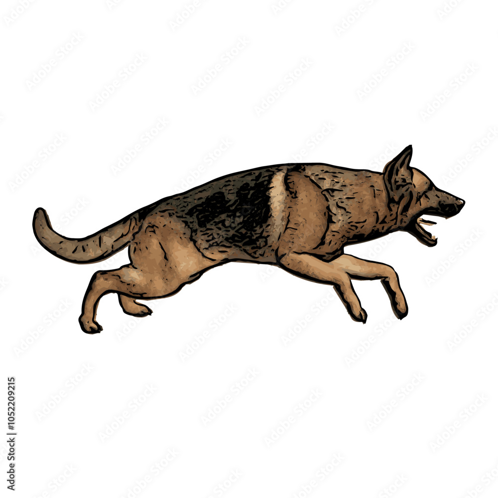 Fototapeta premium German Shepard dog animal vector ilustration isolated design on white background 