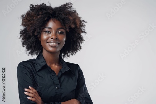 Smiling Afro Business Girl Entrepreneur on White Background