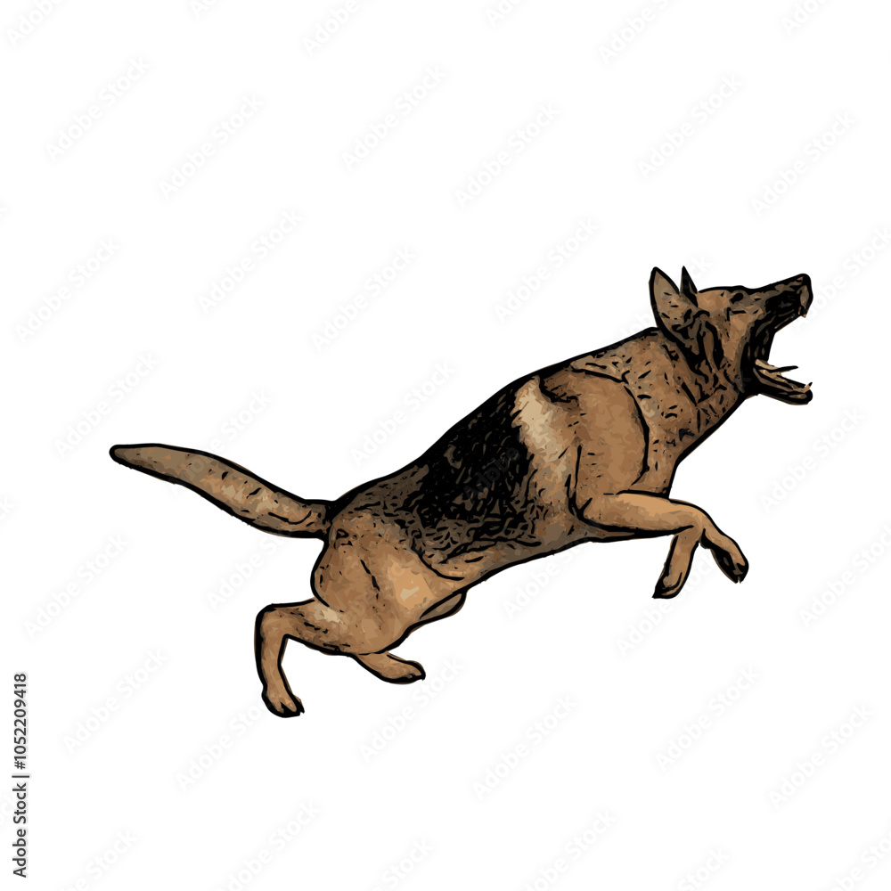 Fototapeta premium German Shepard dog animal vector ilustration isolated design on white background 