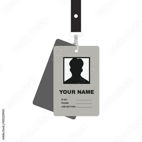 Id card mockup with hanging lanyard