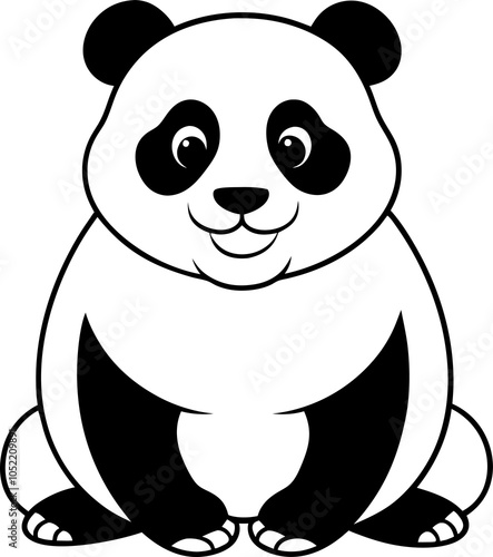 line art playful panda