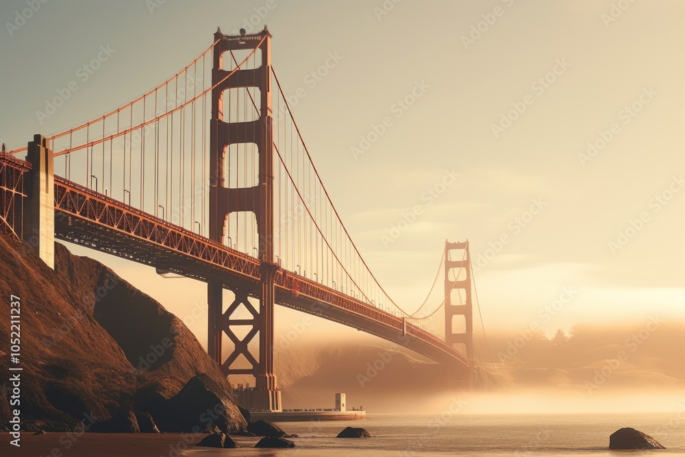 Fototapeta premium Aesthetic sunlight bridge architecture.