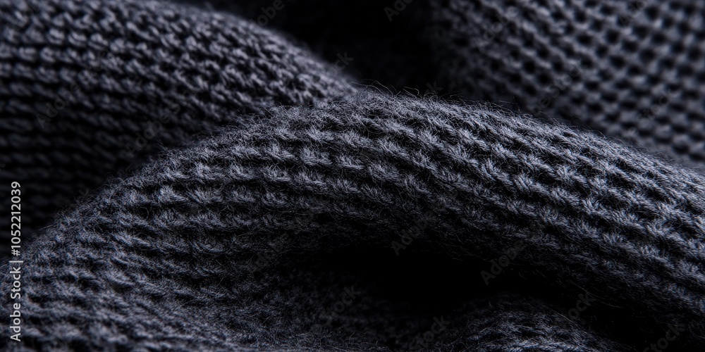 Closeup Texture of Dark Grey Knitted Fabric Soft Cozy Warm Material Closeup Texture of Dark Grey Knitted Fabric Soft Cozy Warm Material