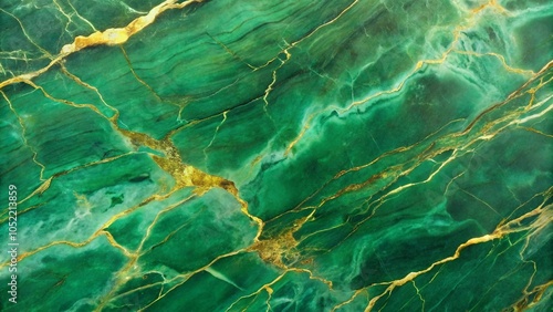 Green Marble Slab Background, Rich Emerald Hues with Intricate Veining Patterns, Smooth and Luxurious Texture photo