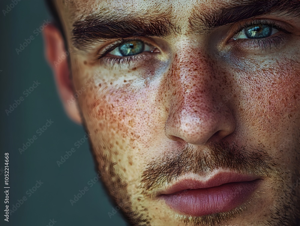 Captivating Close Up of a Handsome Man s Distinctive Facial Features in Natural Light Captivating Close Up of a Handsome Man s Distinctive Facial Features in Natural Light