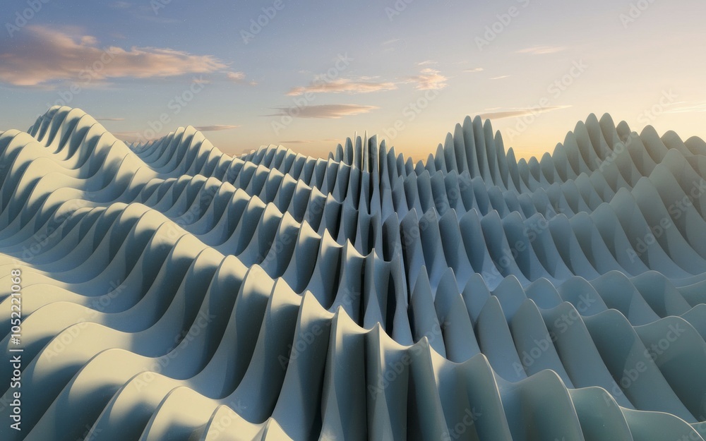 Obraz premium Abstract wave landscape. Serene, undulating forms evoke a sense of calm and tranquility, symbolizing the flow of life and nature's rhythms.
