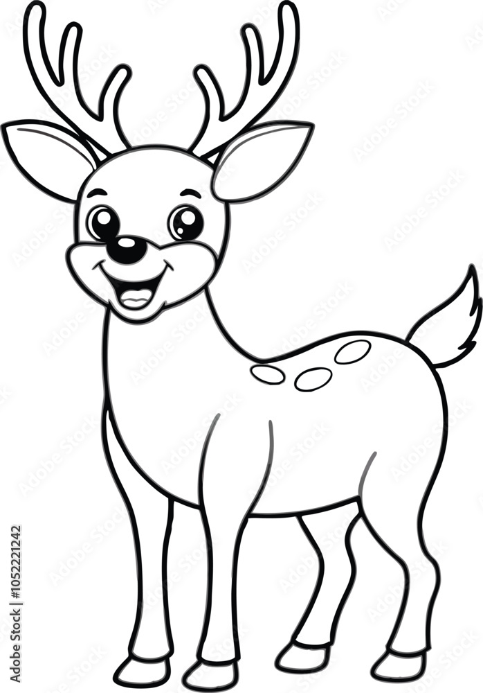 Fototapeta premium Cute Cartoon Deer Coloring Page Printable
