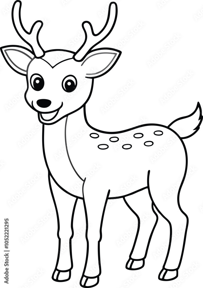 Fototapeta premium Cute Cartoon Deer Coloring Page Animal Illustration