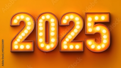 Wallpaper Mural A vintage-style 2025 sign lit with bright marquee lights, creating a retro New Year celebration atmosphere with warm tones.. Torontodigital.ca