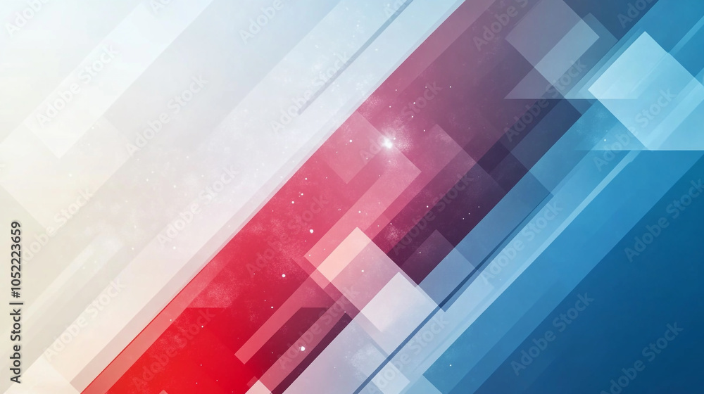Obraz premium This image features a mosaic of geometric shapes blending red and blue shades, Geometric Shapes, Suitable for those who want to add strictness and modernity to their designs..