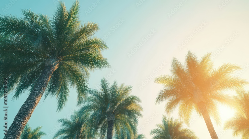 Serene Tropical Palm Trees Under Bright Sunlight Serene Tropical Palm Trees Under Bright Sunlight
