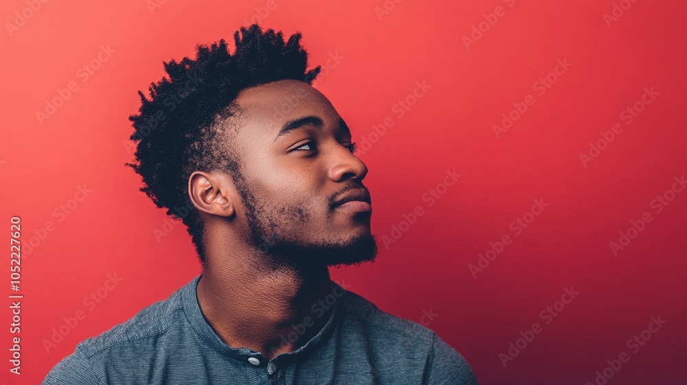 Obraz premium Confident Man Against Solid Red Background