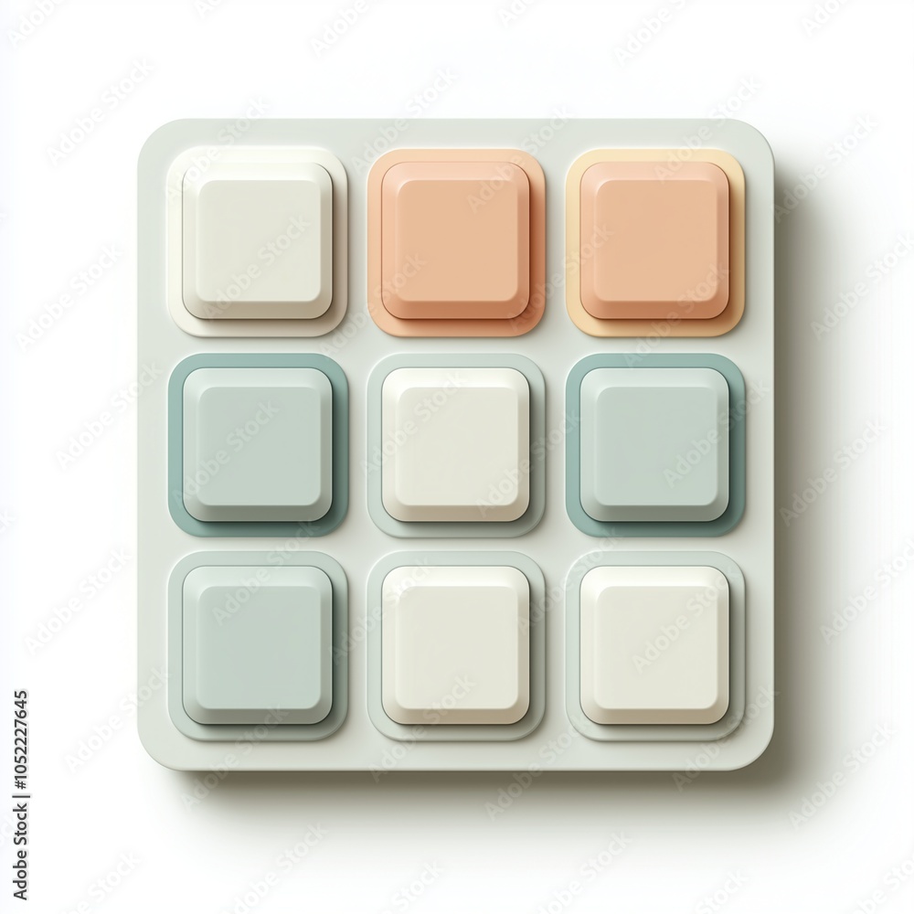 Clipart flat art style icon of a calendar with visible date boxes, subtle shadowing, and styled in muted pastel colors for productivity themes. Clipart flat art style icon of a calendar with visible date boxes, subtle shadowing, and styled in muted pastel colors for productivity themes.