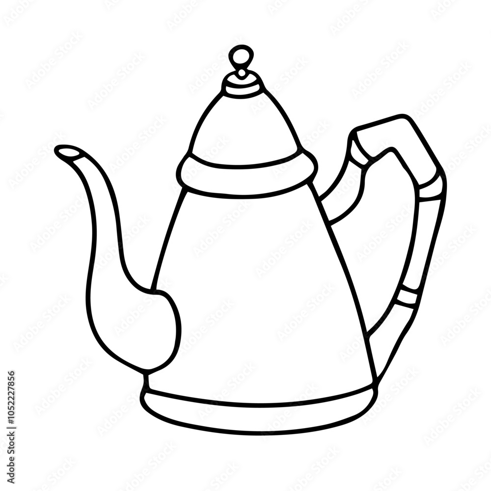 Obraz premium Vintage oriental style teapot, contour vector drawing
