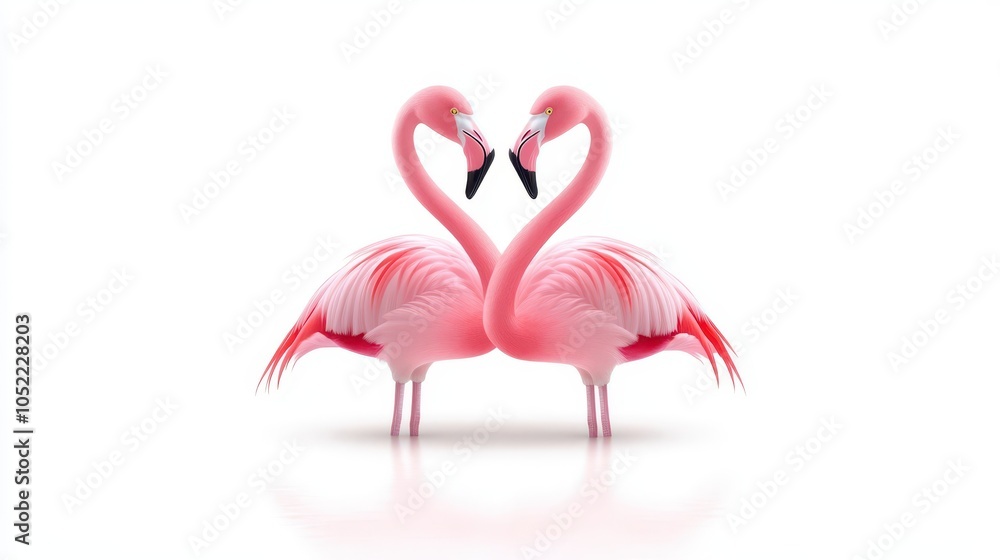 Naklejka premium Flamingo Love Heart