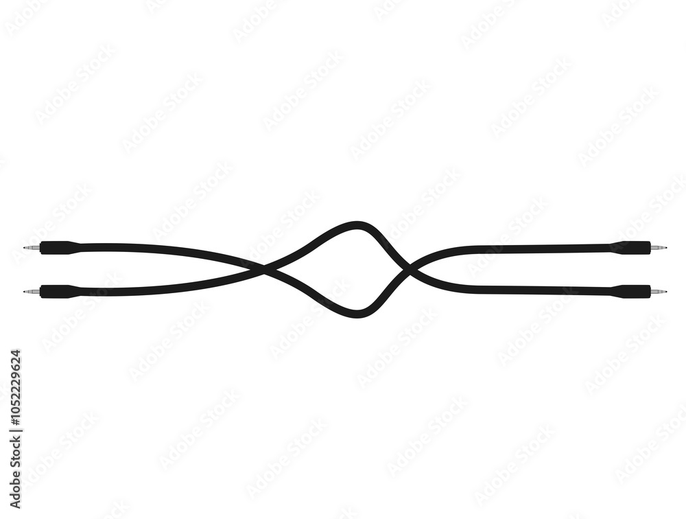 Black jack connection cables. On isolated transparent background. Black jack connection cables. On isolated transparent background.