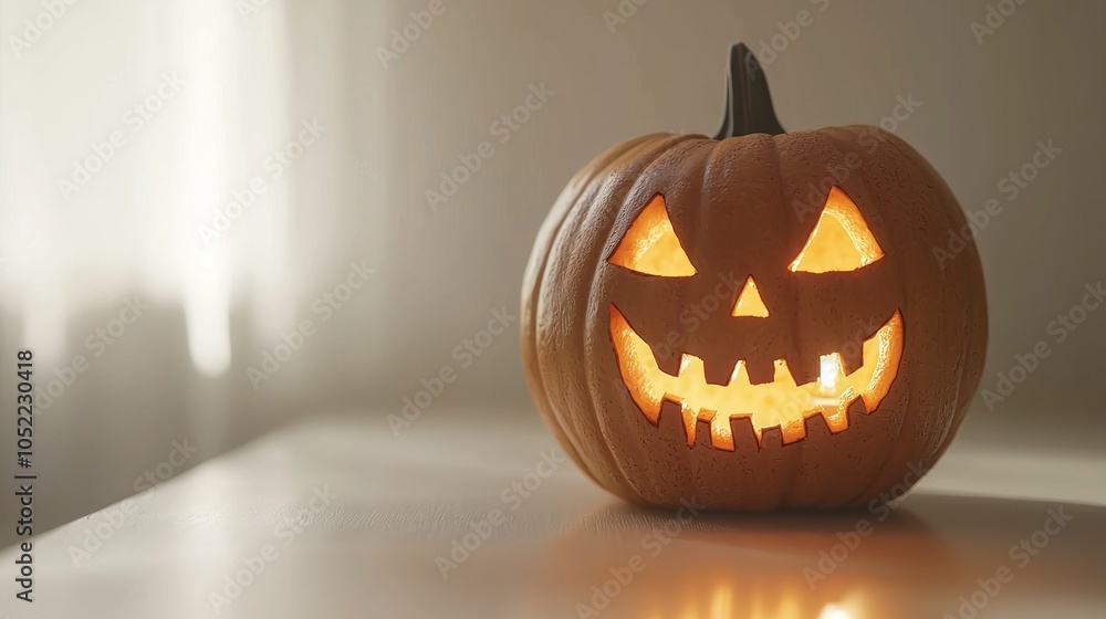 Halloween pumpkin lantern with carved face and glowing eyes, isolated on white transparent background, png element Halloween pumpkin lantern with carved face and glowing eyes, isolated on white transparent background, png element