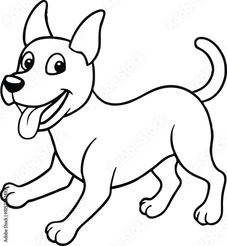 Cute Cartoon Dog Coloring Page Illustration