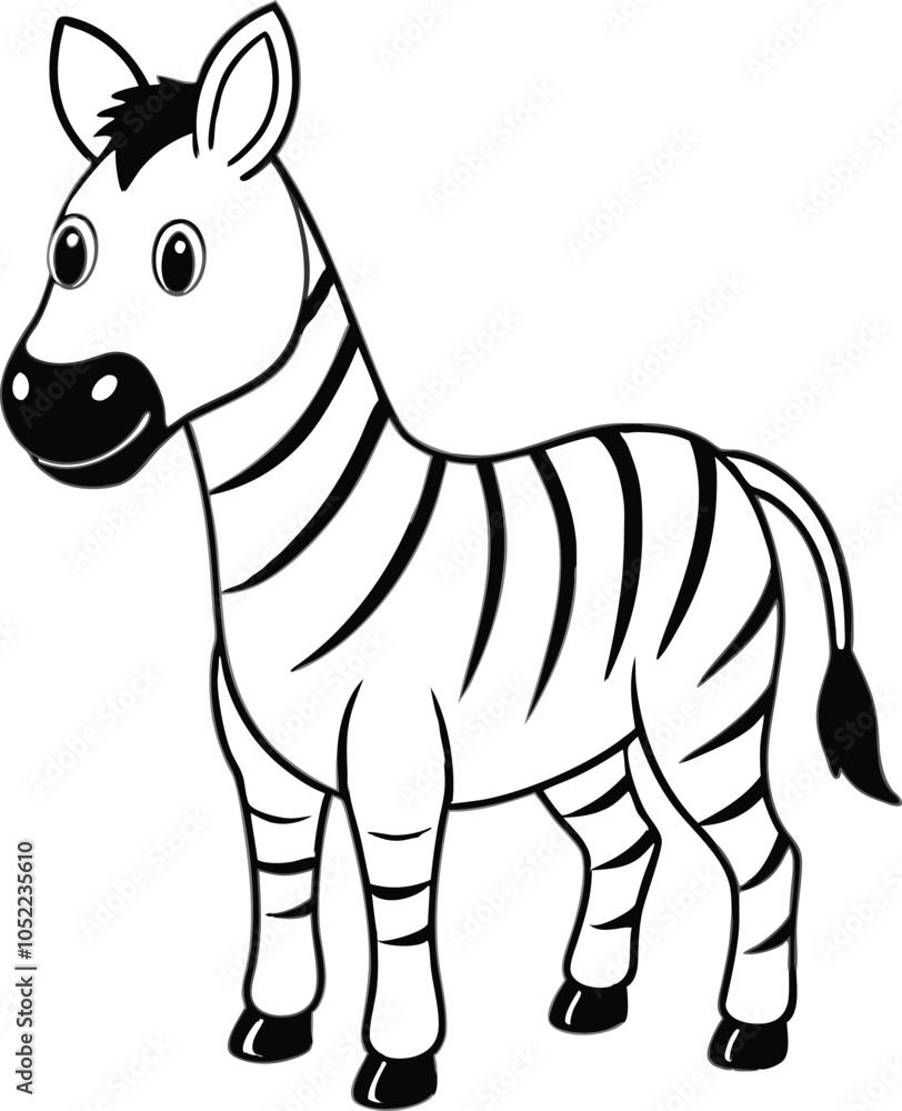 Fototapeta premium Black And White Cartoon Zebra Illustration