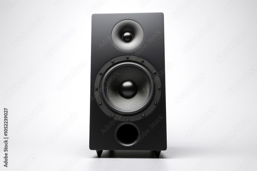 Fototapeta premium Electronics speaker black white background.