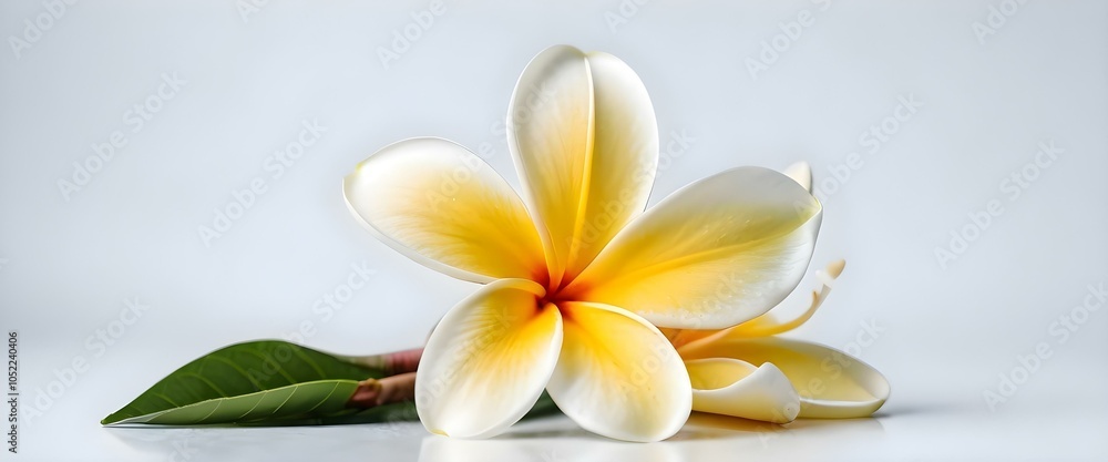 White frangipani flowers isolated on white. AI generated White frangipani flowers isolated on white. AI generated