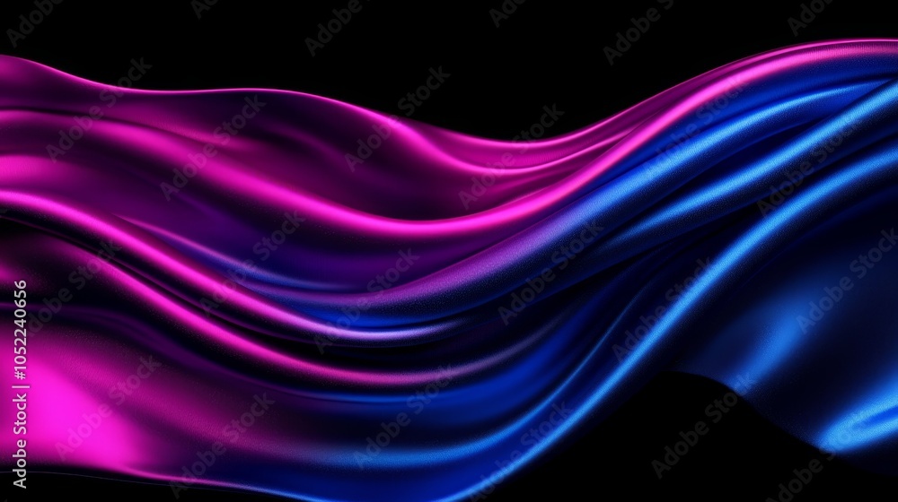 Vibrant waves of color a stunning display of fluid motion in shades of pink and blue against a dark background