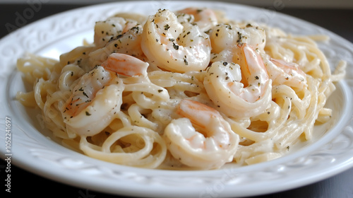 Creamy Garlic Shrimp Alfredo Pasta 