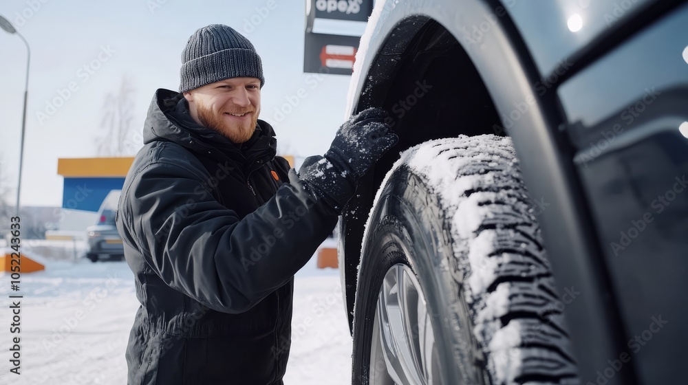 A service station employee replaces winter and summer tires to ensure a safe ride A service station employee replaces winter and summer tires to ensure a safe ride