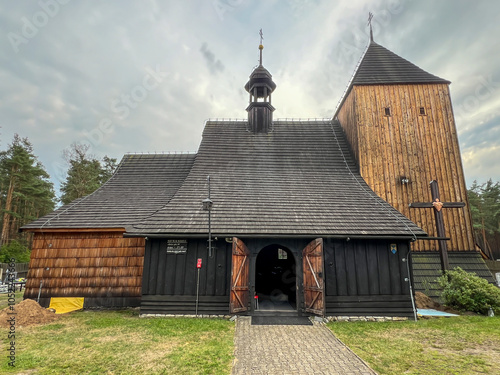 Wooden church of St. John the Baptist in Brusiek, Koszecin commune in Poland photo