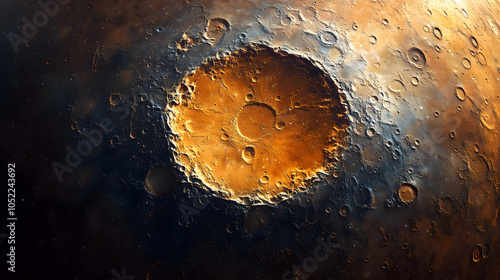 close-up picture of the rough surface of the moon. photo