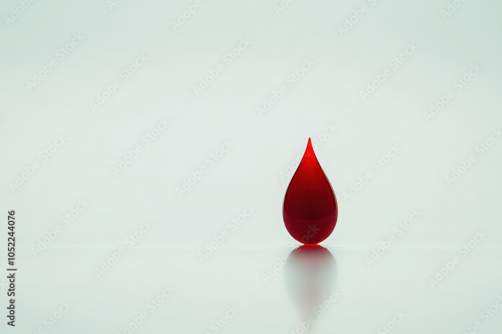 Fototapeta premium Single red droplet on reflective surface
