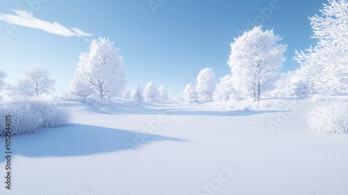 Captivating winter wonderland a serene landscape of snow-covered trees and tranquil beauty under a clear blue sky