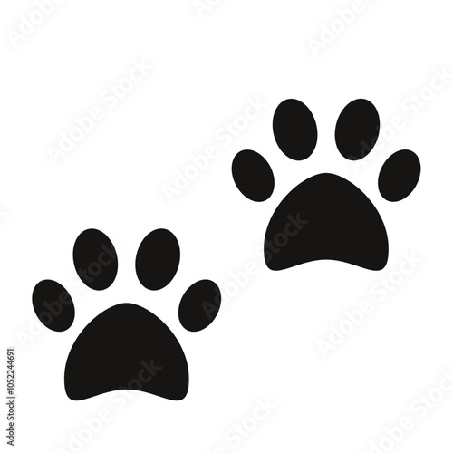 Paw of an animal, canine footprints dog trace