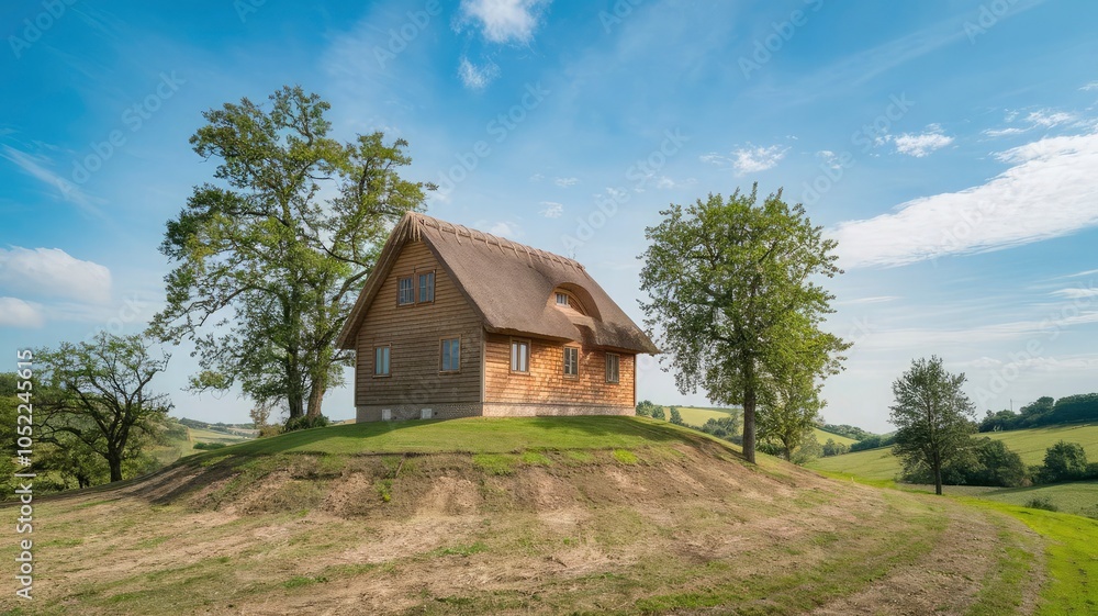 A house with a roof that says the house . A house with a roof that says the house .
