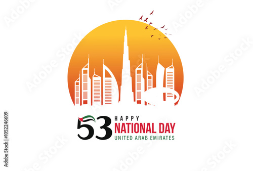 Happy 53 National Day of United Arab Emirates. vector illustration