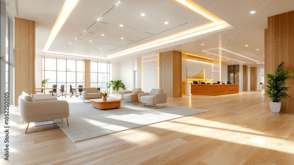 Fototapeta premium Modern Open Plan Office Space for Creative Brainstorming