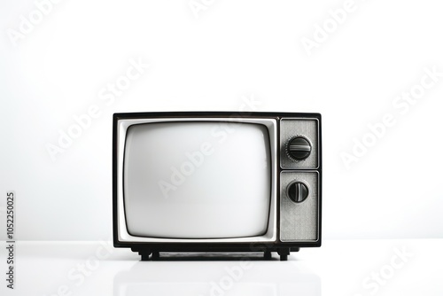 Old television screen white background electronics.