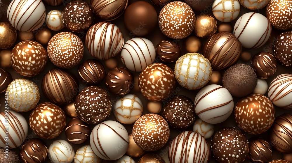 Elegant White and Gold Chocolate Truffles Background Elegant White and Gold Chocolate Truffles Background
