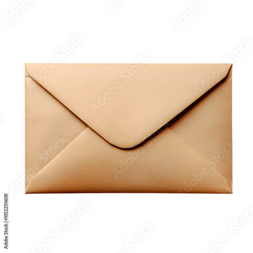 Old brown blank envelope isolated on white background