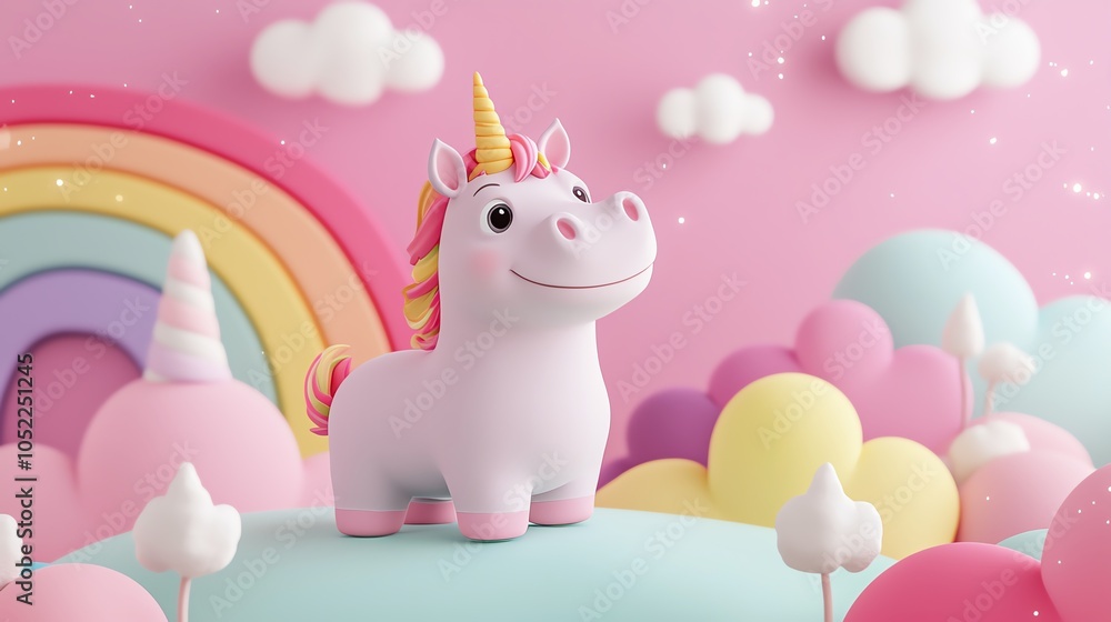 Baby hippo riding a unicorn, sarcastic smirk, detailed 3D fantasy illustration, rainbowcolored landscape Baby hippo riding a unicorn, sarcastic smirk, detailed 3D fantasy illustration, rainbowcolored landscape
