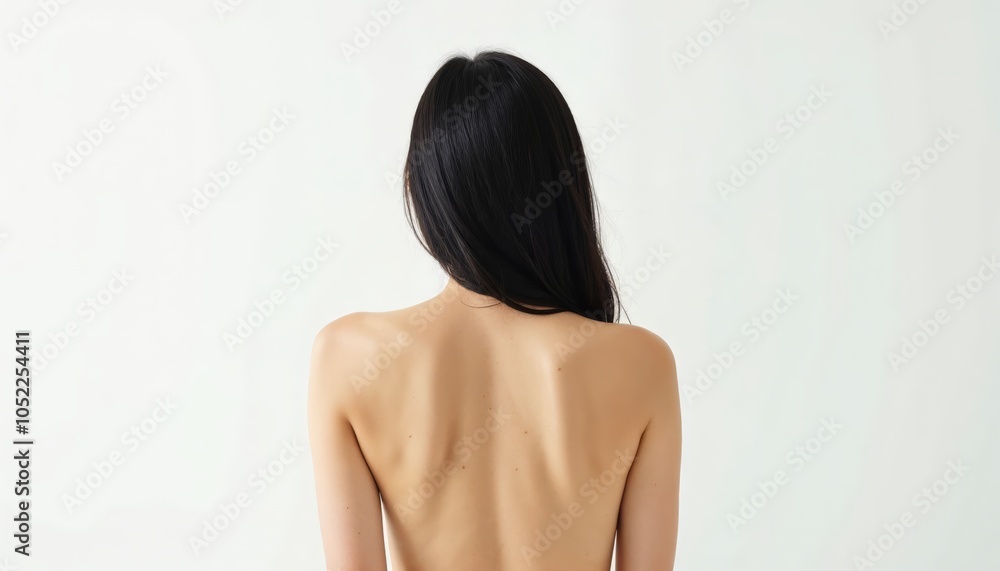 Elegant and Minimalistic Back Portrait of a Woman Emphasizing Natural Beauty and Softness for Fashion and Art Projects Elegant and Minimalistic Back Portrait of a Woman Emphasizing Natural Beauty and Softness for Fashion and Art Projects
