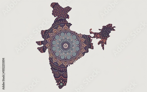 Outline map of India decorated with mandala pattern. photo