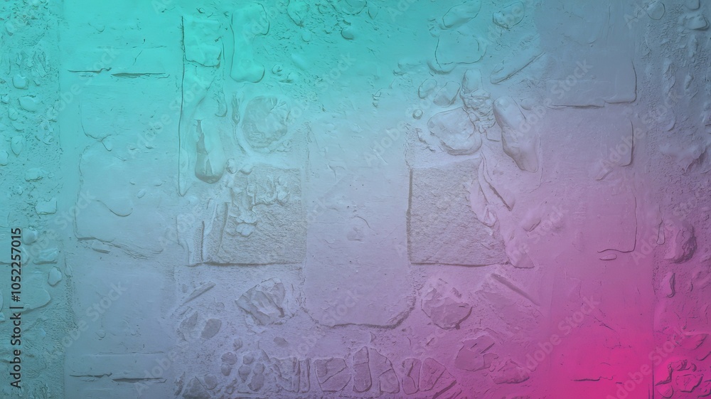 Obraz premium Teal pink textured wall. Abstract wall texture with teal and pink gradient. Evokes feelings of serenity and vibrancy.