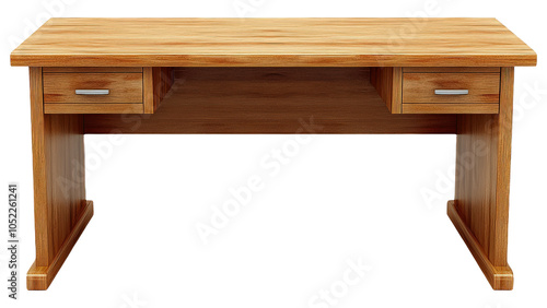 Natural Wooden Office Desk with Two Side Drawers.