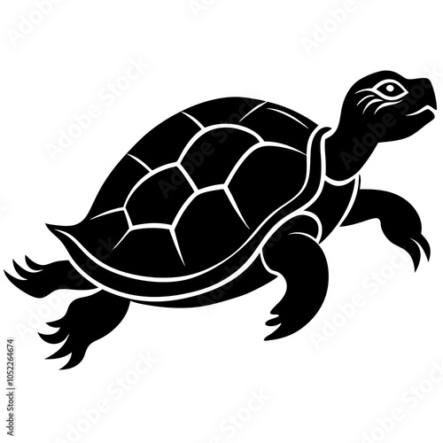 Tortoise Silhouette Vector Icon.