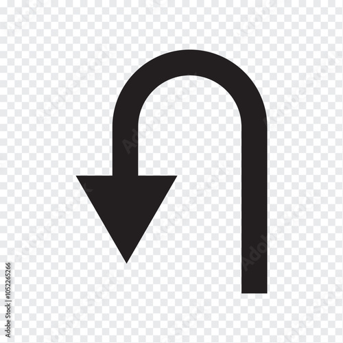 U Turn arrow icon vector illustration. U turn arrow symbol icon on transparent background.